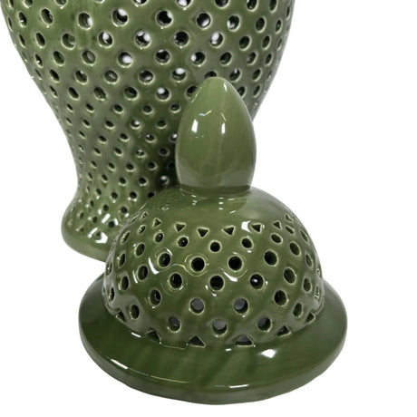 Ginger jar lattice green 27x27x47cm