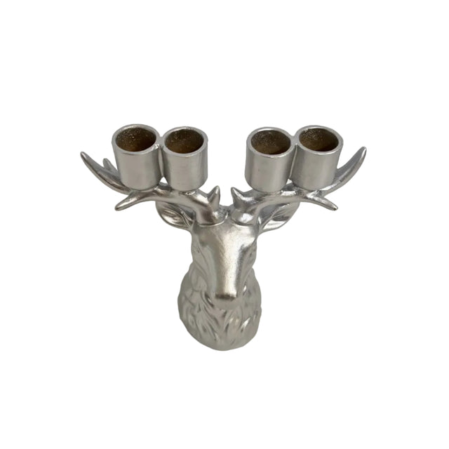 Silver Reindeer Candleholder 18.5cm