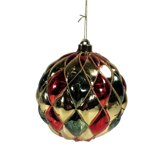 Red/green shiny shatterproof bauble 15cm