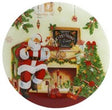 Round Glass Plate, Santa Clause by Fireplace 30cm