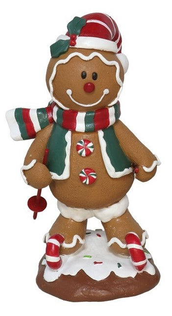 Ginger Cookie Figure With Ski'S 14X11.5X25.5 - Boy