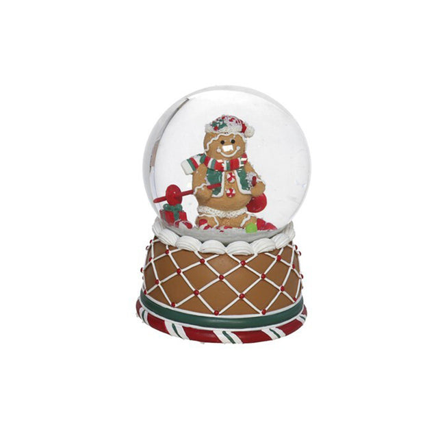Water Ball With Ginger Figure 10X10X14Cm - Gingerbread Boy