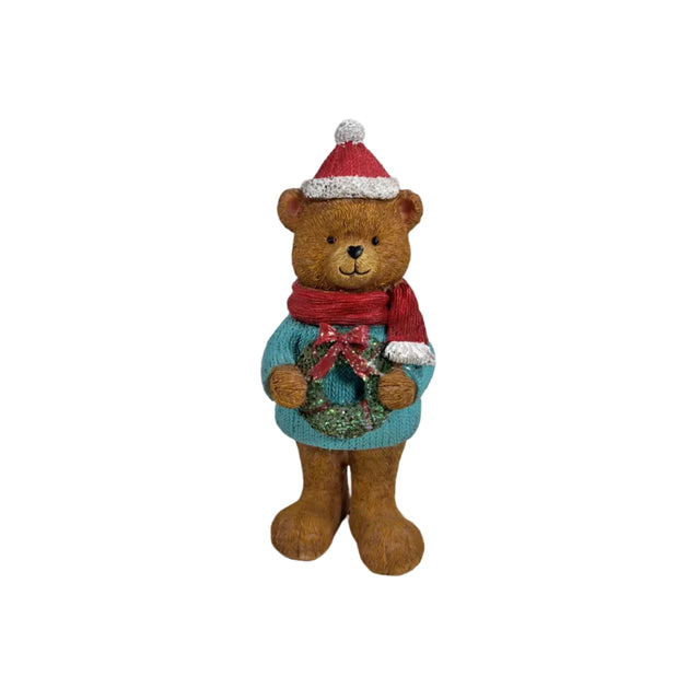 Bear With Wreath 24cm
