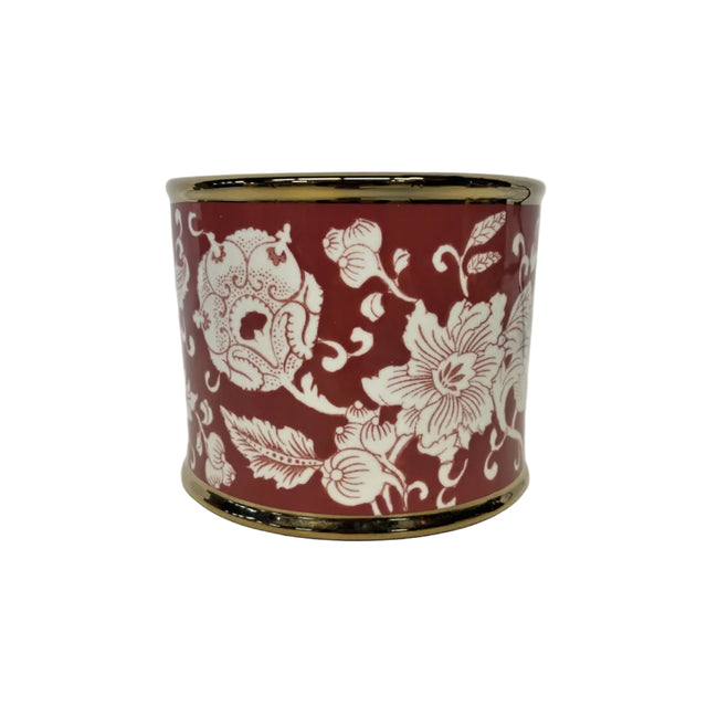 Planter Red With White Flowers 20x20x16cm