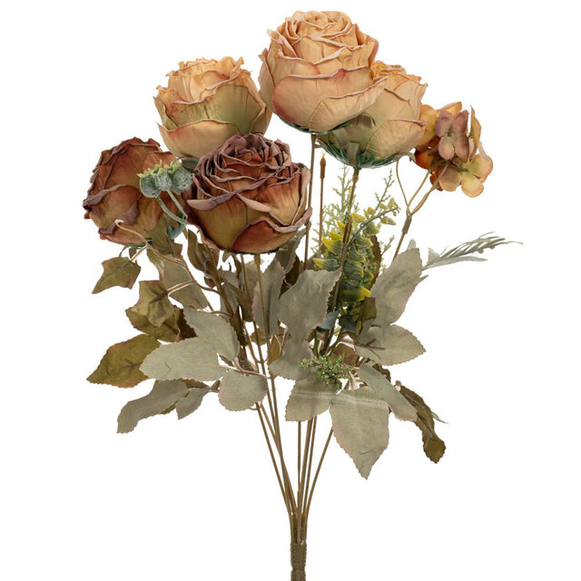 Artificial cream rose bush 7 head 42cm
