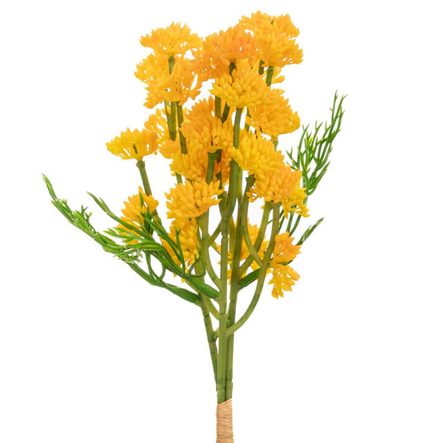 Artificial real touch dark yellow achillea stem 30cm