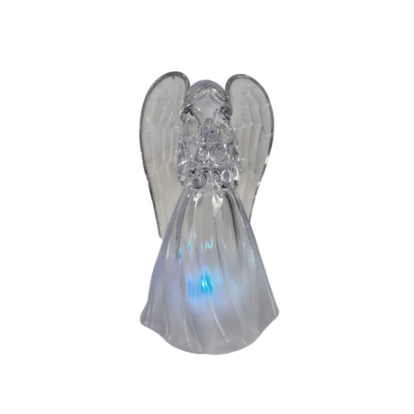Angel, acrylic, LED colour changing 6x5.5x11cm with dove - clear wings