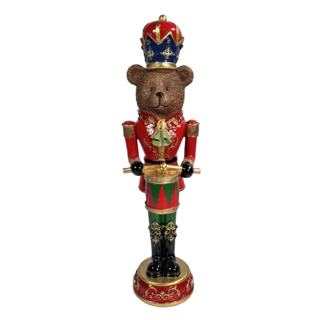 Teddy Bear Nutcracker Red And Blue Crown 12.5x12x43.3cm