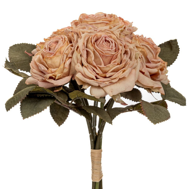 Artificial pink/beige rose bouquet