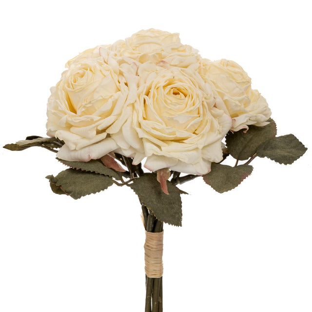 Artificial cream rose bouquet