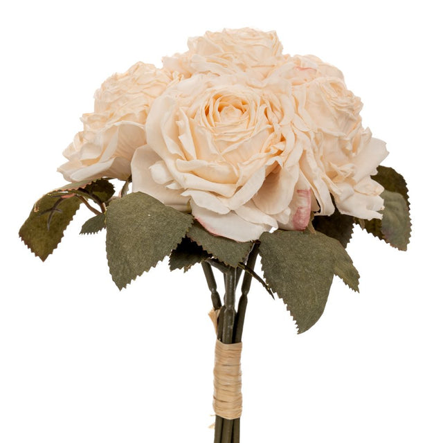 Artificial white/pink rose bouquet