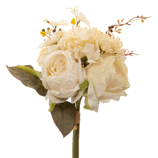 Artificial cream rose & forget me not bouquet