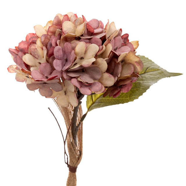 Artificial old pink hydrangea stem 33cm