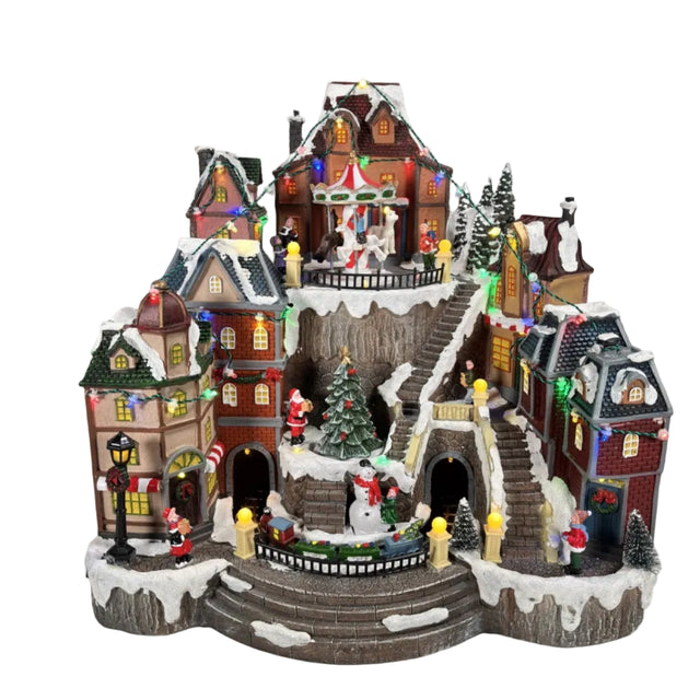 LED scenery with train, tree and carnival 40x33x37.5cm