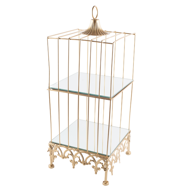 Square Gold Cage Medium 56x22x22cm