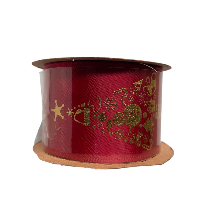 Ribbon, 3.8X270Cm. Red - Merry Xmas