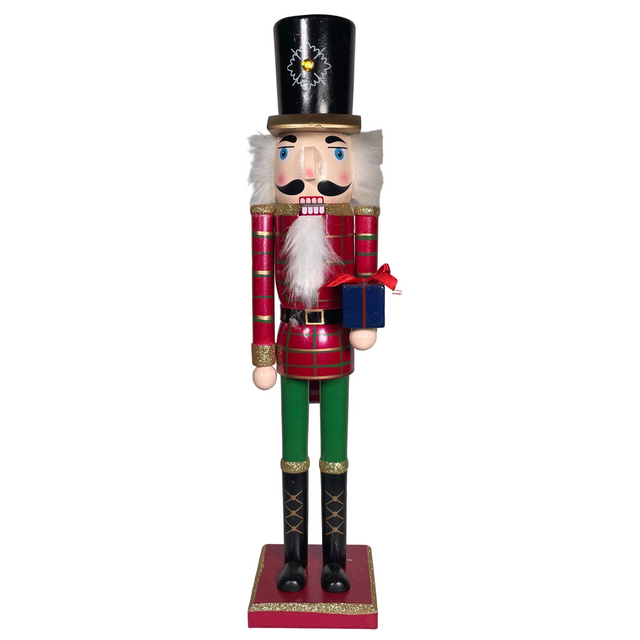 Nutcracker wood 12x11x50.5cm - holding present