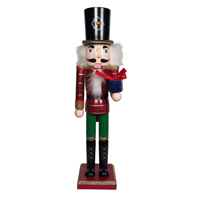 Nutcracker wood 10x8x38.6cm - holding present