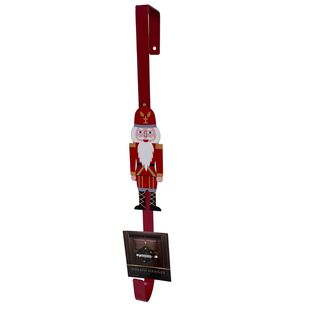Wreath Hanger Iron, 37.5cm, red and white - nutcracker
