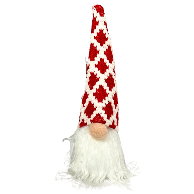 Gnome Hanging Polyester, Foam 5X5X20Cm, White With Red Diamond Shapes