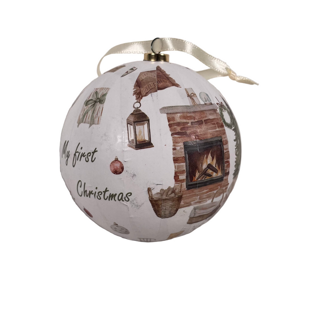Xmas ball Styrofoam 10cm - My first Christmas - Fireplace