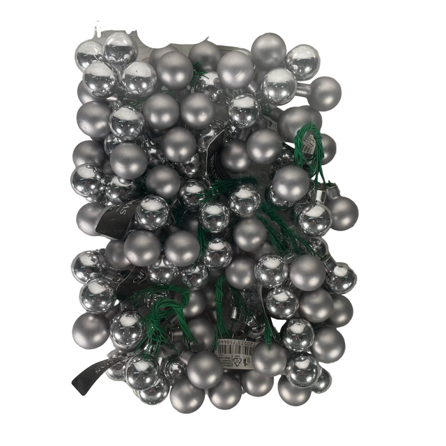 Xmas bauble 2cm on wire - Silver