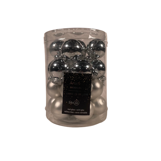 Xmas ball 2.5cm - set of 24 - Silver
