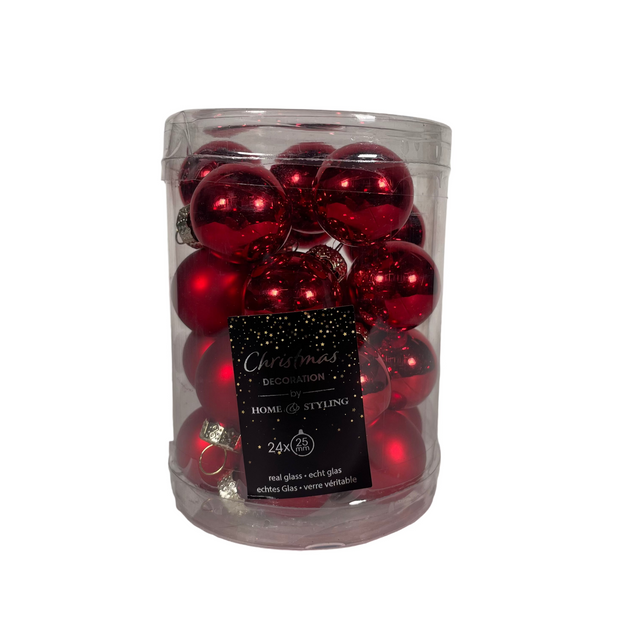 Xmas ball 2.5cm = set of 24 - red
