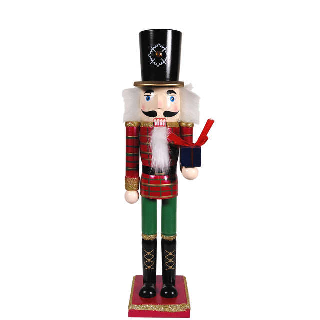 Nutcracker wood 10x8x38.6cm - holding present