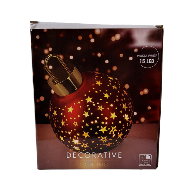 (ABR823870-1)XMAS BAL WITH LED STANDING SIDE, GLASS,15 X18.5CM - WITH SNOWFLAKE