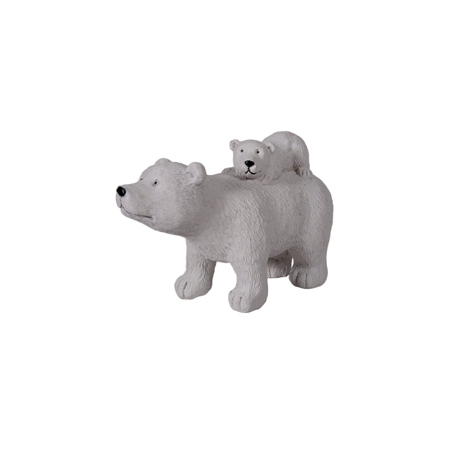 Polar bear with cub, standing with cub on back 16x6.7x9.8cm