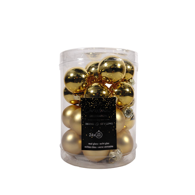 Xmas ball 2.5cm - set of 24 - Gold