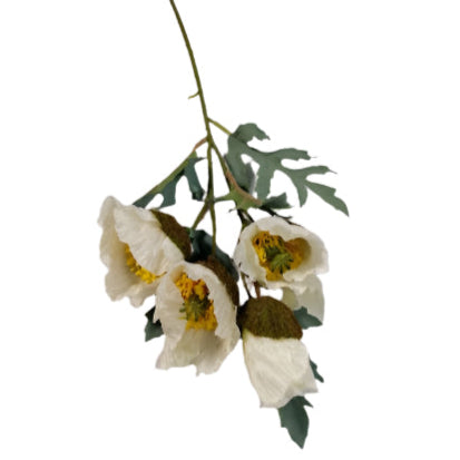 Poppy on stem 44cm - White