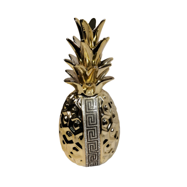 Decorative Pineapple black & gold 14x33cm