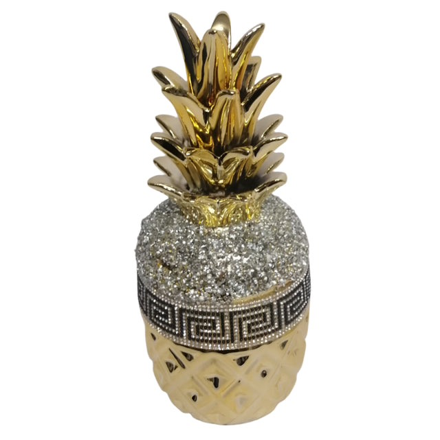 Decorative Pineapple gold, silver & black 14x33cm