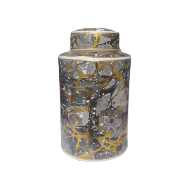 Black, grey and gold ginger Jar with lid