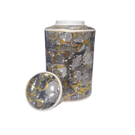 Black, grey and gold ginger Jar with lid