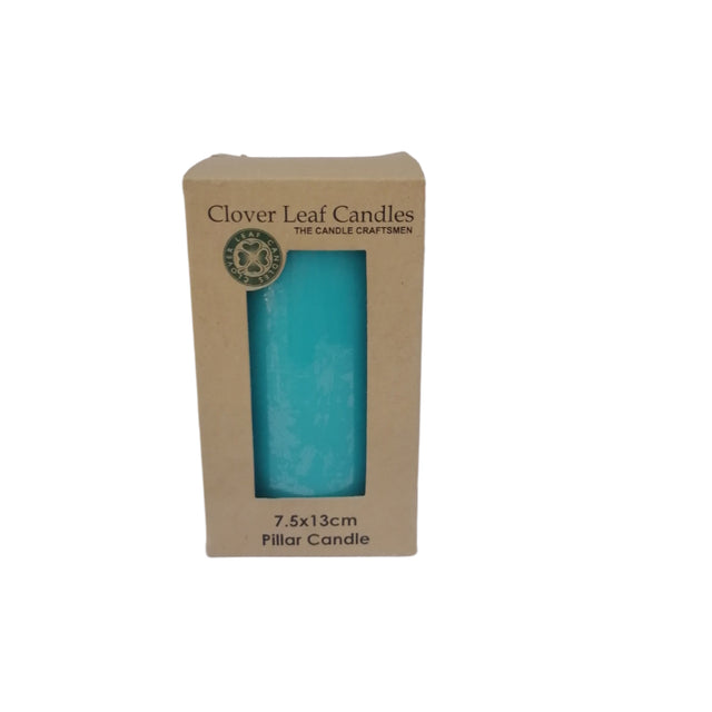 Candle Pillar Turquoise Blue 7.5x13cm