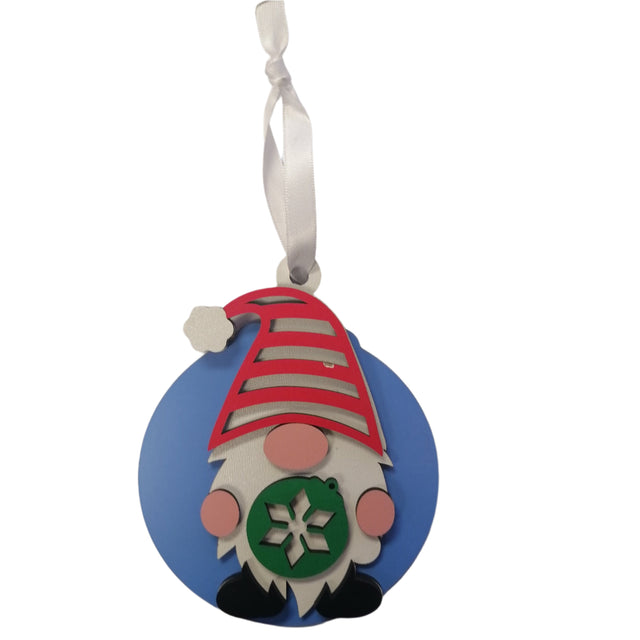 Gnome wooden bauble 9.5cm - Holding Bauble