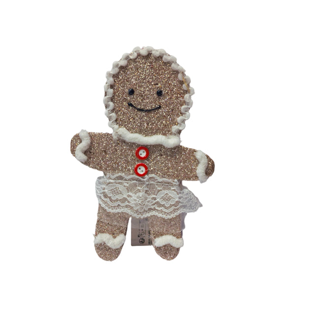 Gingerbread hanging decoration with white dress 20x13cm