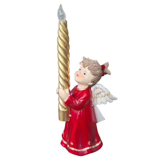 Red gold angel with candle
