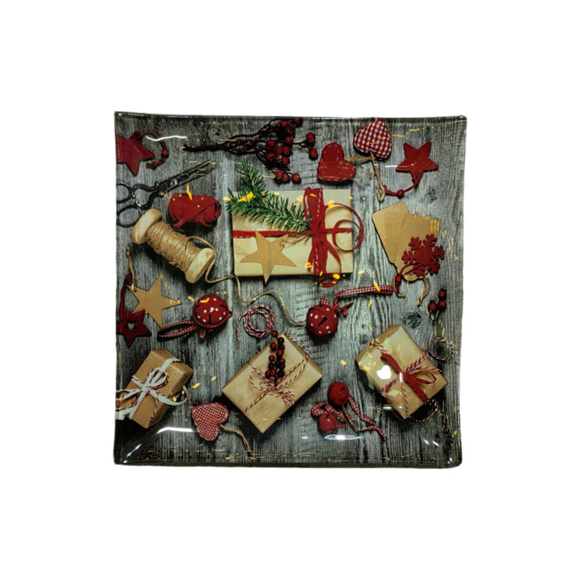 Square glass plate 25x25cm - Presents