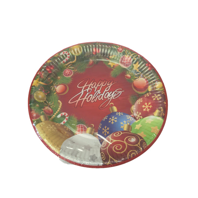 Christmas paper plates 23cm set 5 - Happy Holidays