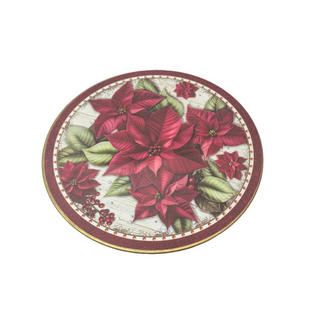Cake Stand 29x29x10cm with Poinsettia