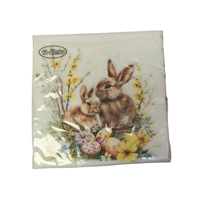 Serviette D/SQR Bunnies in a basket - pack of 20