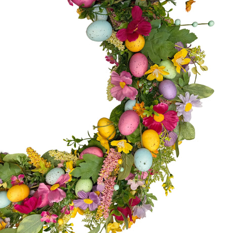 Floral egg wreath 71cm