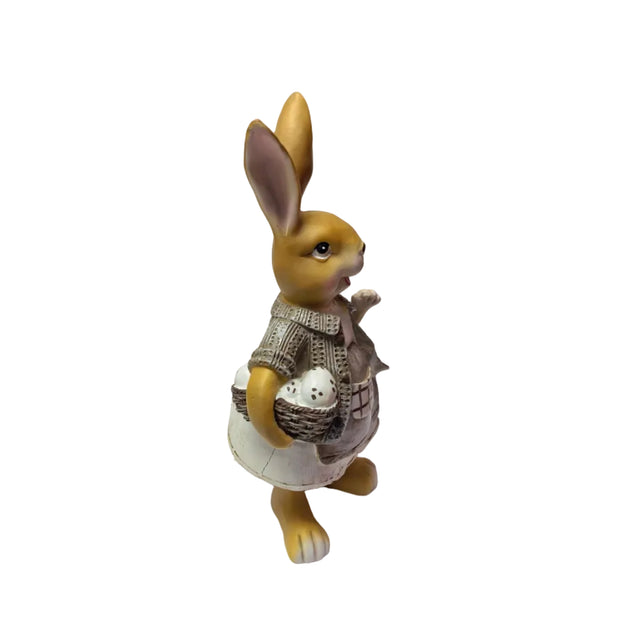 Rabbit with egg in basket 27cm