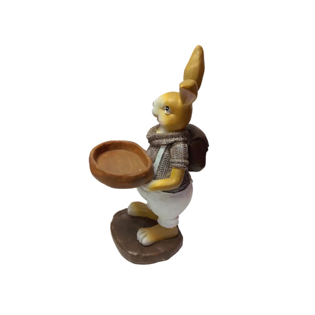 Rabbit with bowl and backpack 28cm