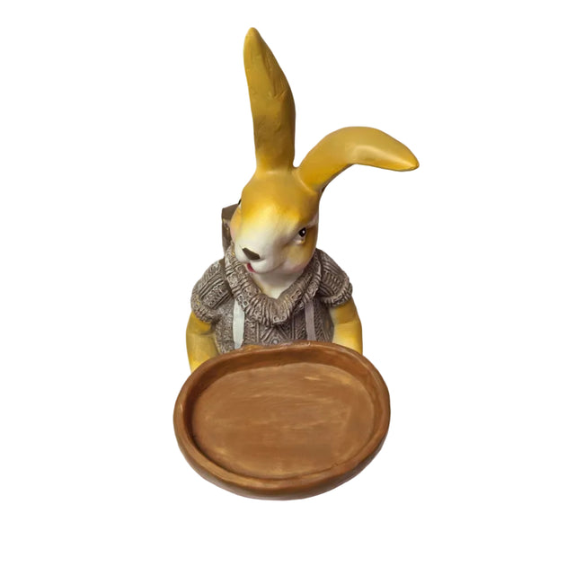 Rabbit with bowl and backpack 28cm