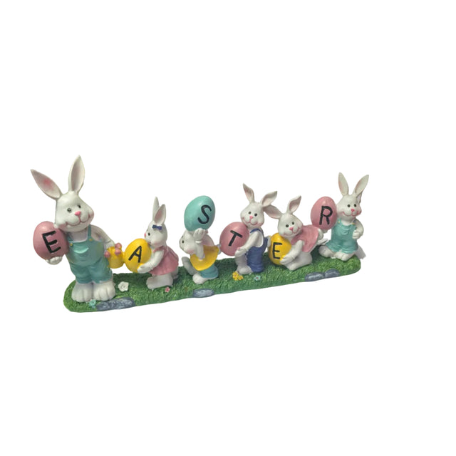 Rabbit family with easter eggs 19x39cm